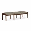 Lesro Lenox Wood 3 Seat Bench Wood Frame, Walnut, MD Farro Upholstery LW3001